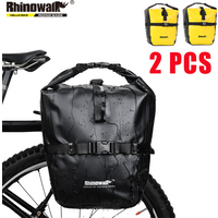 Rhinowalk 2Pcs Double Side Bike Bag 100%Waterproof Bicycle Pannier Saddle Bag 12L-15L Portable Road Bike Back Seat Bag Luggage