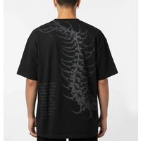 Dark Centipede Skeletal Graphic Print T-shirt Unisex Short-sleeved Hip Hop Retro Street Y2K Casual Fashion Quality Tops Clothing
