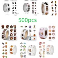 Kawaii Cartoon Sticker Roll 500PCS Cute Self-Adhesive Stickers for Scrapbooking Journal DIY Planner Album Phone Case Decoration