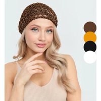Womens Handmade Mesh Hat Crochet Wig Cap Fashion Solid Color Hair Care Bonnet