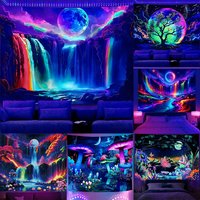 Glow in the Dark Tapestry with Fantasy Scenes UV reaction tapestry background decoration wall hanging bedroom party decoration