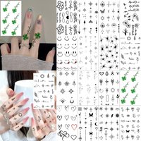 1 Sheet Spider Heart Smiling Face Star Temporary Tattoos For Women Hand Finger, Fake Tattoo Sticker Long Lasting Realistic Tatoo