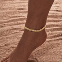 Vnox Stainless Steel White Zircon Women's Chain Anklets Minimalist Beach Holiday Dainty Anklet Waterproof Jewelry Gift To Girls