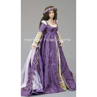 Purple Lavender Medieval Renaissance Prom Dresses customsized Long Sleeve Applique Lace-up Fairytale Evening Gown Outfit Costume