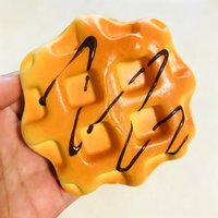 Simulated Chocolate Drizzle Waffle Squishy Fidget Toy Fake Food Realistic Bread Stress Relief Anti-anxiety Sensory Squeeze Toy