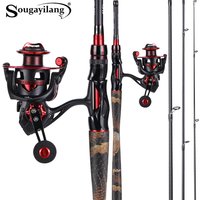 Sougayilang Rod and Reel Combo 1.98M M Power Carbon Fiber Spinning Casting Pole and 12+1BB 5.2:1 Gear Ratio Spinning Wheel