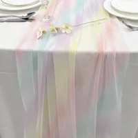 75cmX275cm Rainbow Gradient Gauze Table Runner,Sheer Mesh Dining Table Decoration For Wedding Bride Shower Brithday Party