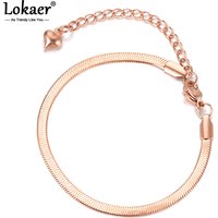 Lokaer Titanium Stainless Steel Snake Chain Thin Bracelets For Women Girls Rose Gold Plated Bohemia Party Blade Bracelet B18075