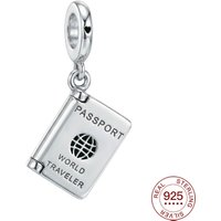 925 Sterling Silver Charm Openable Passport Pendant Charm Jewelry Making For Classic Bracelet Ladies DIY Tourist Season Gifts