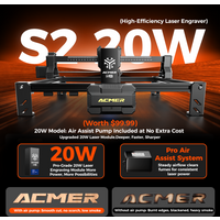 Graveur laser Acmer S2 20W 12/7/4W, zone de travail 300x300mm, compatible avec la machine CNC LightBurn pour le travail du bois/cuir/création de cadeaux, Plug&Play