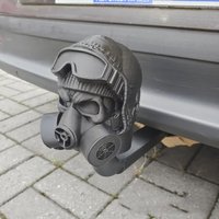 Funny 3D Printed Tow Bar Ball Cover Steel Helmet Gas Mask Trailer Hook Cover Dustproof PLA Trailer Hook Ball Cover