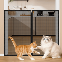 New Metal Mesh Dog Barrier Fences Breathable Easy to Install Net Stairs Gate Folding with Zipper Pet Isolated Gate for Cats Dogs