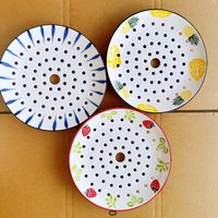 Ceramic Steaming Plate Colorful Perforated Plate Ceramic Porous Sashimi Plate Home Steamed Dumplings Seafood Tray Steamers