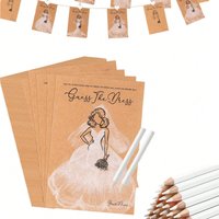 10 Set Guess The Dress Bridal Shower Games for Guests Include Games Cards and Water Soluble Pencils Fun Wedding Supplies