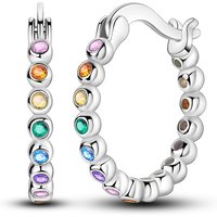 925 Sterling Silver Earrings Women Round Ball Colored Zirconia Hoop Earring For Anniversary Wedding Jewelry Gifts