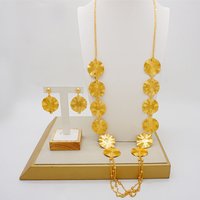 Luxury African Dubai Golden Yellow Girl Jewelry Set Necklace Earrings Charm Jewelry Set Daily Party Gift