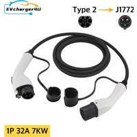 EVcharger4U Type 2 to Type 1 J1772 EV Charging Cable 1P 32A 7KW 4M for Electric Vehicle Cars Use on Public Charging Stations