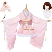 Anime Uraraka Ochaco Boku No Cosplay Costume Wig Kimono Lovely Pink Lolita Dress Hallowen Carnival Party Suit