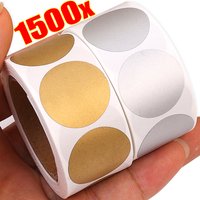 1500/300Pcs Scratch Off Stickers Round Labels Sticker Silvery and Golden DIY Lottery Tickets Handmade Self Adhesive Labels 25mm