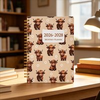 2026-2028 Monthly Planner Highland Cow Spiral Notebook 3 Year Calendar Organizer Agenda Journal Daily Schedule Time Management