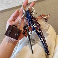New Brown Style Movie Cute Heart Extremely Complex Bag Pendant Weaving Rope Ornament Keychains Accessories Gift Handbag