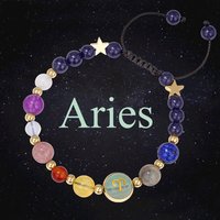 Natural Stone Constellation Bracelet Aries Leo Sagittarius Zodiac Sign Stone Bead Bangle Handmade Jewelry Birthday Gift