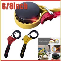 6/8 inch Belt Wrench Oil Filter Puller Strap Spanner Chain Wrench Strap Opener, Adjustable Disassembly Tool