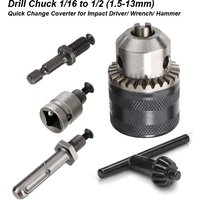 1.5-13mm Converter 1/2"-20UNF Key Drill Chuck Thread Quick Change Adapter SDS 1/4" Hex Impact Driver Wrench Bit Connecting Rod