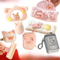 Cute LULO Pig Plush Mobile Phone Holder Handheld Mirror Makeup Washing Face Hairband Hair Tie Creative Gift for Girlfriend