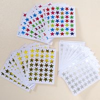 10 Multi-Colored Five-Pointed Star Stickers, Gold and Silver Colored Stars, Reward and Journal DIY Decoration Material Stickers