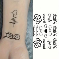 1pc Heart Shape Temporary Tattoo Sticker, ECG Finger Waterproof Fake Tattoo, Realistic Heart Tattoo Decal On Neck, Arms Unisex