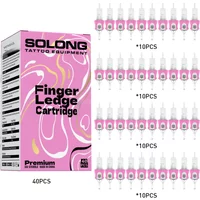Solong Tattoo 40PCS Safety Tattoo Needles Pink With Finger Cuff RL/RS/RM Disposable Makeup Cartridge Permanent For Tattoo Artist