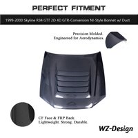 In Stock Carbon Fiber GTR Conversion NI Style Hood w/ Duct Fit For 1999-2000 Skyline R34 GTT 2D 4D Front Bonnet Aero Panel