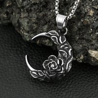 Punk Vintage 316L Stainless Steel Moon And Night Pendant With Rose For Men Women Biker Fashion Creative Jewelry Gifts Wholesale