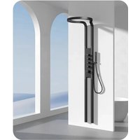High Pressure Wall Mounted Shower Set, Large Rainfall Shower Head With Hot/Cold Mixer In Gunmetal Grey & Black