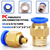5PCS Pneumatic Quick-Connect Straight Fittings: PC4 6 8 10 12mm Tube, 1/8"-1/4" Thread, PC8-01 Air Hose Pipe Connectors PC10-02