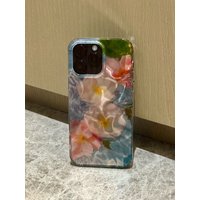 Illusory Color Dazzling Laser Water Ripple Pink White Flower Floral Cover Case For iPhone 16 15 14 13 12 Pro Max Shockproof Case