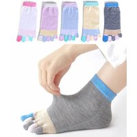 New Colorful Five Fingers Short Socks For Women Soft Cotton Elastic Split Toe Socks Sweet Ankle Socks Casual Sports 5 Toe Socks