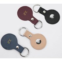 Custom Gold initial letters For Air tags Case Leather Keychain Protective For Air tag Tracker Locator Device For Airtags Case