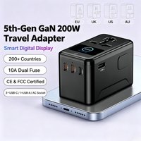 AliExpress NONE Travel Adapter 200W Digital Display Animation Fast Charging Conversion Socket Universal Plug For Global Travel Trip Use