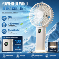 New 2026 100-Speed Handheld Fan USB Outdoor Wind Wheel Stepless Speed Regulation Small Fan Intelligent Digital Display