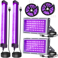 50LEDs UV Black Light and 40LEDs Tube and 98.43 Inch Black Strip Light Glow Party Halloween Stage Lighting Body Painting Poster