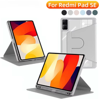 For Xiaomi Redmi Pad SE 11 Inch 360ยฐ Rotating Acrylic Case Transparent Shockproof Cover With Pen Slot Anti-Scratch Tablet Shell