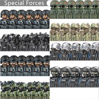 Klocki konstrukcyjne seria Sił Specjalnych Wojsk, Policja Miejska, Komando SWAT, Żołnierz Armii, Figurka, Maska Przeciwdymnicza, Broń, Klocki, Zabawka