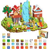150pcs Montessori STEM Toys Magnetic Tiles Set,Dream Farm for Kids Ages 3–8.Creative Play Building Blocks, Holiday Birthday Gift