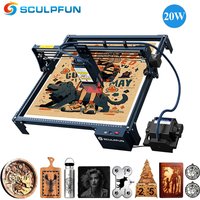 SCULPFUN S30 PRO MAX Laser Engraving Machine with Automatic Air Assist System 20W Laser Power 400*400mm Engraving Area Cutter
