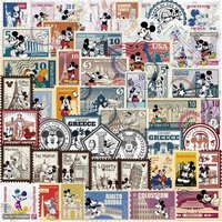 50-Piece Disney Officially Licensed Retro Mickey Stamp Graffiti Stickers Transparent DIY Decor for Phones, Notebooks & Journals