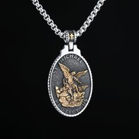 Dropshipping Men's 316L Stainless Steel Patron Saint Of Time Travelers Archangel Michael Gold Pendant Necklace jewelry