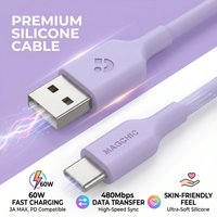 Skin-friendly Silicone USB Type C Cable USB A to C Fast Charging Flow Data Cord for iPhone 1716/15 Samsung Galaxy S25 S24 S23