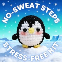 Penguin Crochet Material Set, Adorable Crochet Plush Toy Kit, Birthday Present, Beginner Crochet Kits, Amigurumi Kit